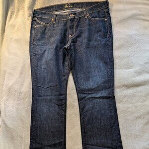THE DILA WOMEN'S JEANS 14 Long Blue Jeans Dark Straight Leg Bootcut Flare Large